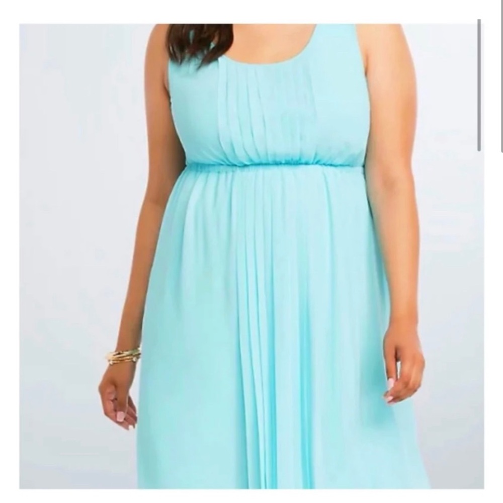 Torrid Aqua Baby Blue Pleated Chiffon Dress – Size 3X - Picture 3 of 7